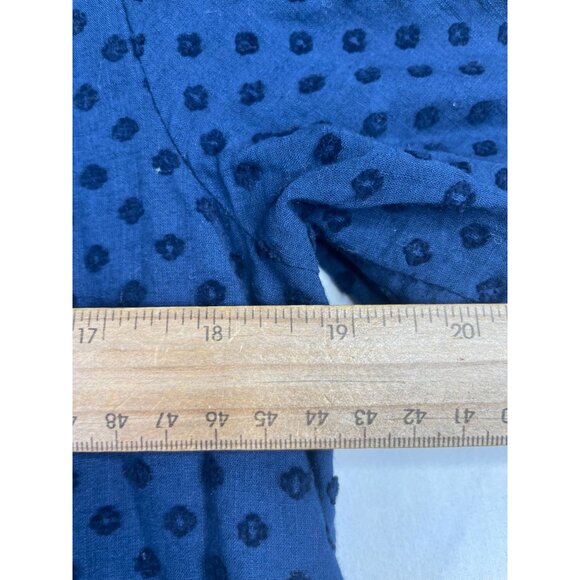 LOFT Blue 3/4 Sleeve Swiss Dot Flowy Short Dress Relaxed Fit Size Medium - Picture 5 of 6